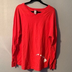 Red Long Sleeve Shirt with White Hawaii Design